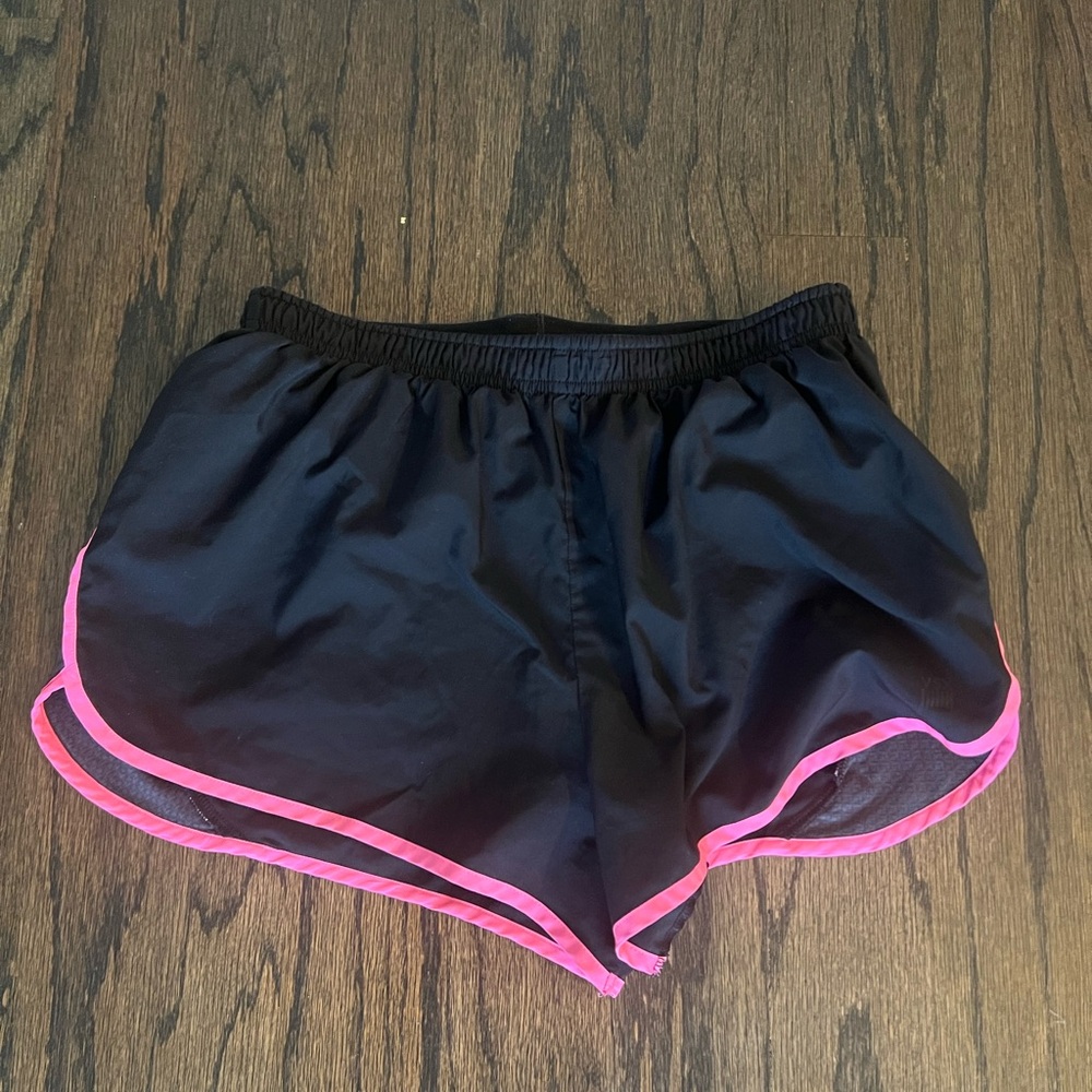 Victoria's Secret Black and Pink Athletic Shorts with Elastic Waistband